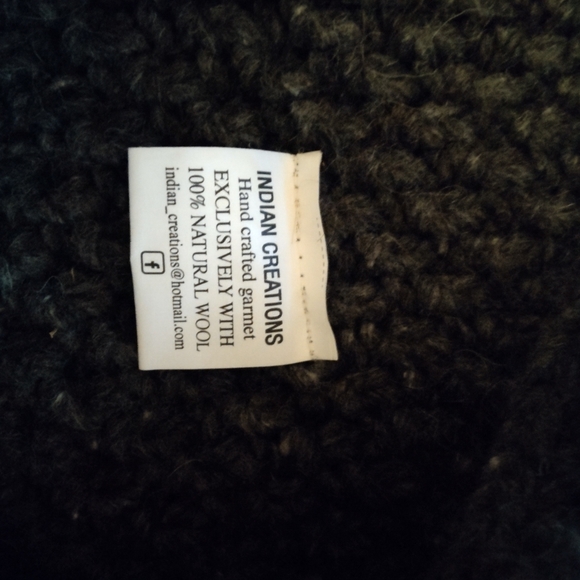 INDIAN CREATIONS hand crafted 100% WOOL Jacket, M, dark gray - Picture 4 of 4